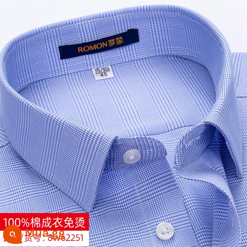 Romon cotton không chứa sắt chống nhăn áo sơ mi dài tay nam kẻ sọc công sở trang trọng cotton trung niên và áo sơ mi trẻ trung mùa xuân - 8W62251