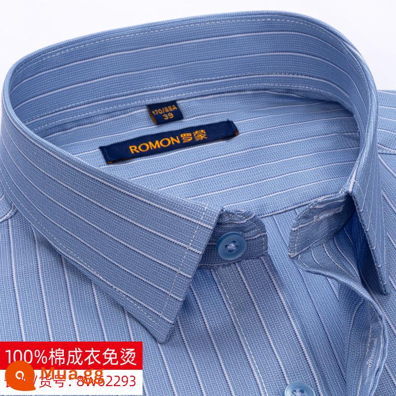 Romon cotton không chứa sắt chống nhăn áo sơ mi dài tay nam kẻ sọc công sở trang trọng cotton trung niên và áo sơ mi trẻ trung mùa xuân - 8W62293