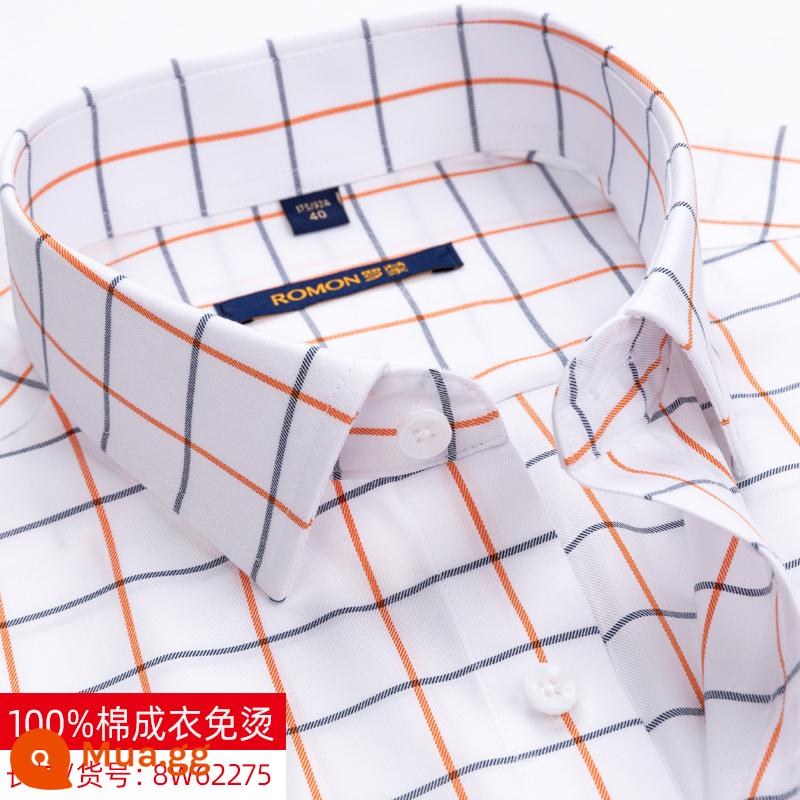 Romon cotton không chứa sắt chống nhăn áo sơ mi dài tay nam kẻ sọc công sở trang trọng cotton trung niên và áo sơ mi trẻ trung mùa xuân - 8W62275