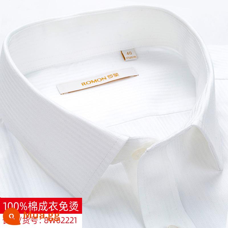 Romon cotton không chứa sắt chống nhăn áo sơ mi dài tay nam kẻ sọc công sở trang trọng cotton trung niên và áo sơ mi trẻ trung mùa xuân - 8W62221