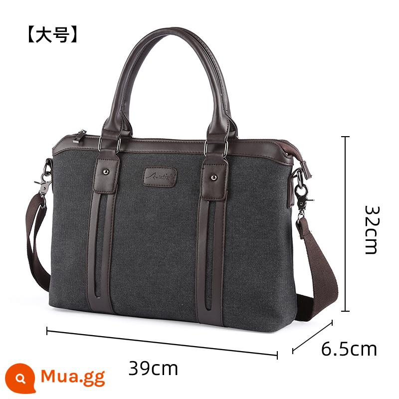 Cặp Vải Bố Nam Công Sở Đi Lại Túi Xách Hợp Thời Trang Đeo Chéo Ba Lô Ba Lô Túi Máy Tính 15 Inch Túi Nam - Màu đen size lớn (ngăn có thể chứa notebook 15,6 inch)