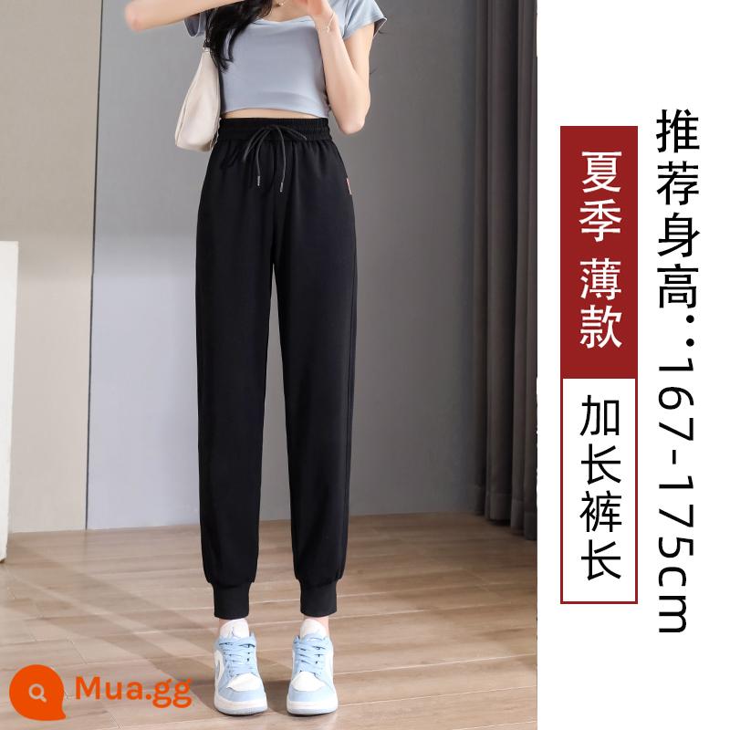 Quần legging màu đen dành cho nữ, xuân thu, dáng rộng và thon gọn, 2023 mới cỡ lớn cộng với nhung, quần cotton dày thường ngày mùa đông - Phong cách mùa hè màu đen (mở rộng)