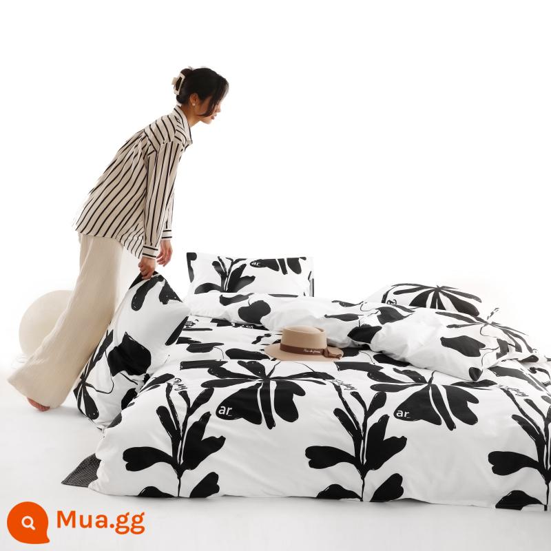 Nhẹ sang trọng và chất lượng cao cotton mùa đông ga trải giường 4 mảnh 100 cotton nguyên chất chăn ga trải giường ký túc xá sinh viên 3 4 - Ánh trăng Osmanthus [100% cotton chải kỹ, một kẻ giả mạo sẽ bị trừng phạt mười]