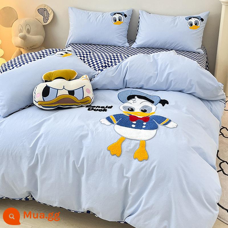 Hoạt Hình Disney Cotton Nguyên Chất 4 100 Cotton Bé Gái Trái Tim Giường Mùa Hè Vỏ Chăn Ký Túc Xá Giường 3 Bộ - Thủy thủ vịt Donald [bông]