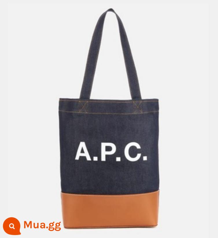 Chính hãng A.P.C. Axelle TOTE APC Denim Pippi Pippit Túi đi qua vai bình thường được liệt kê túi phụ nữ bình thường - Nâu đen