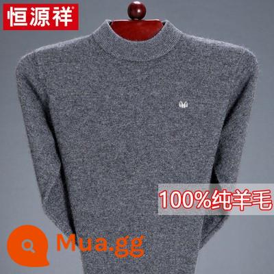 Áo len Henngyuan Xiangxiang nam 100%len nguyên chất Áo len dày Váy mùa đông Half -Cao cổ áo Midda -Midd - Áo nửa cổ màu xám