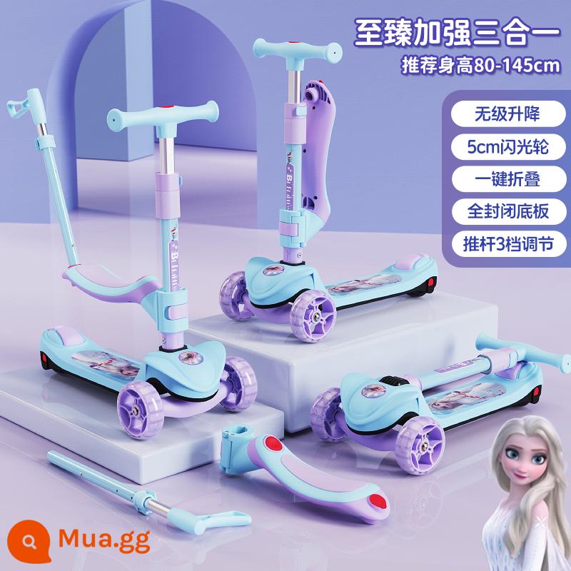 Disney Xe Scooter Trẻ Em Bé Gái 1-3-6-12 Tuổi Frozen Trẻ Em Bé Trai Bàn Đạp Xe Trượt - [Cấu hình ba trong một tối ưu] Băng và tuyết thân thiện với môi trường + cột nâng cấp với khả năng điều chỉnh độ cao vô cấp từng centimet + điều chỉnh độ cao ghế vô cấp