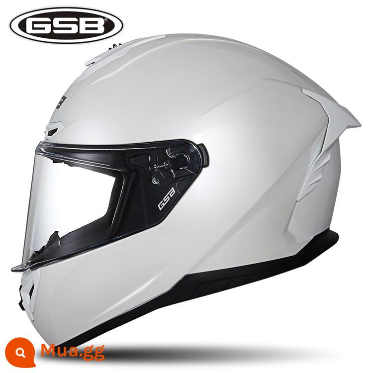 GSB Moto rcycle Mũ bảo hiểm Full Mũ bảo hiểm nam nữ Full-Bọc xe máy chống nắng Mũ bảo hiểm đi xe màu xám mũ bảo hiểm giải phóng mặt bằng - 361-Trắng ngọc trai + miếng dán chống sương mù + mũ đội đầu