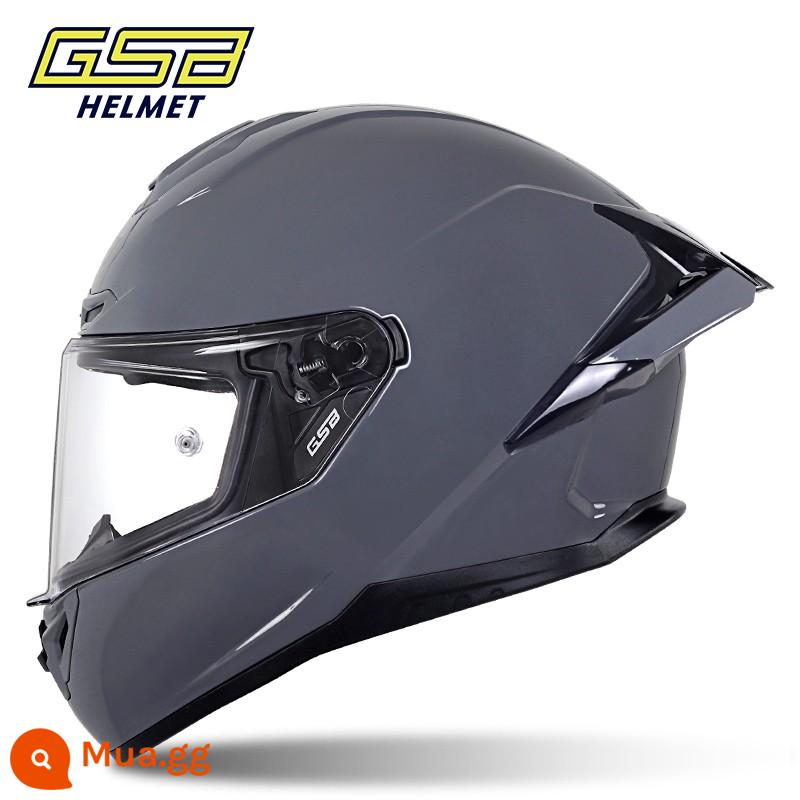 GSB Moto rcycle Mũ bảo hiểm Full Mũ bảo hiểm nam nữ Full-Bọc xe máy chống nắng Mũ bảo hiểm đi xe màu xám mũ bảo hiểm giải phóng mặt bằng - 361-GT xám xi măng (cánh sau lớn)