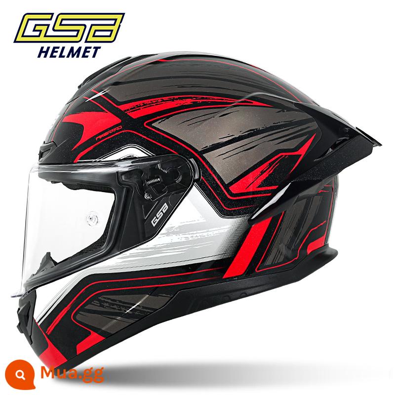 GSB Moto rcycle Mũ bảo hiểm Full Mũ bảo hiểm nam nữ Full-Bọc xe máy chống nắng Mũ bảo hiểm đi xe màu xám mũ bảo hiểm giải phóng mặt bằng - 361-GT Năm Đỏ (cánh gió lớn phía sau)