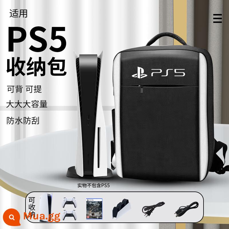 Túi lưu trữ Shengwei ps5 đeo vai PS5 Slim bảng điều khiển trò chơi ba lô tiện lợi Đế PS4 tay cầm đôi xách tay hộp đựng đĩa trò chơi túi ngủ túi che bụi hộp vỏ cứng đi mỏng - [LOGO đen trắng] Túi đựng PS5 ▏ sức chứa lớn ☆ ba lô