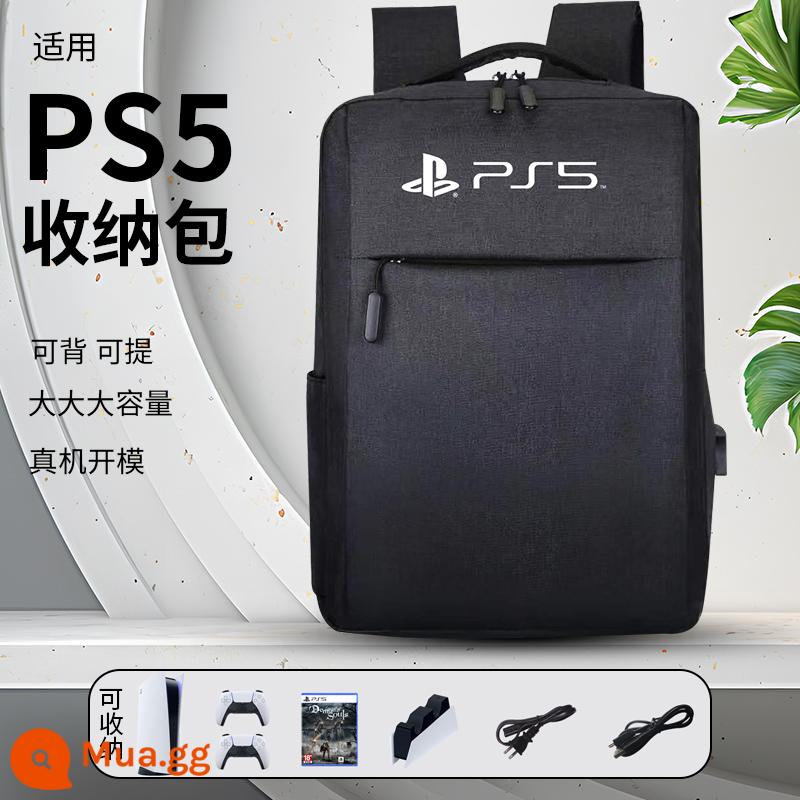 Túi lưu trữ Shengwei ps5 đeo vai PS5 Slim bảng điều khiển trò chơi ba lô tiện lợi Đế PS4 tay cầm đôi xách tay hộp đựng đĩa trò chơi túi ngủ túi che bụi hộp vỏ cứng đi mỏng - [LOGO hàng đầu màu đen] Túi đựng PS5 ▏ sức chứa lớn ☆ ba lô