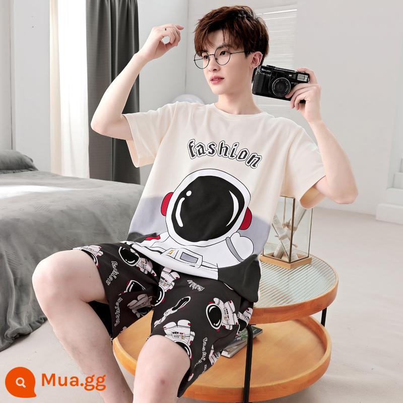 Bộ đồ ngủ nam cotton mùa hè tay ngắn hoạt hình trẻ trung mùa hè mỏng phần cotton phục vụ tại nhà phù hợp với sinh viên - G2567