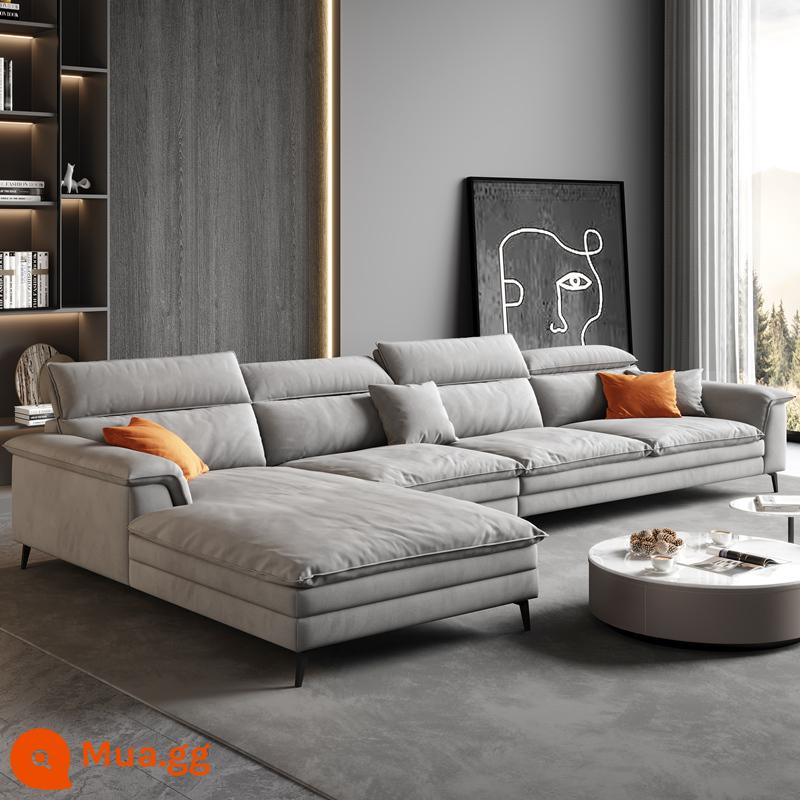 Ý tối giản công nghệ nhung cao su vải sofa căn hộ nhỏ nhà phòng khách hiện đại đơn giản thẳng hàng hoàng phi kết hợp - Màu xám nhạt [Hỗ trợ tùy chỉnh]