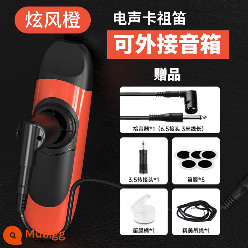 Kèn kazoo điện tử, một loại nhạc cụ cấp độ người chơi chuyên nghiệp có thể chơi mà không cần học, sáo miệng của cửa hàng hàng đầu, sáo mới dành cho người mới bắt đầu - Model điện âm màu cam [có thể kết nối với loa]