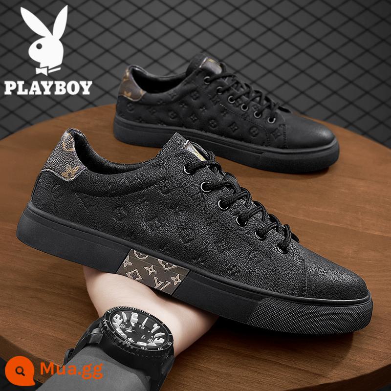 Giày Nam Playboy Mùa Đông 2022 Mới Giày Sneaker Da Nam Màu Đen Giày Thể Thao Hợp Thời Trang Plus Giày Cotton Nhung - Đông đen PL321368D