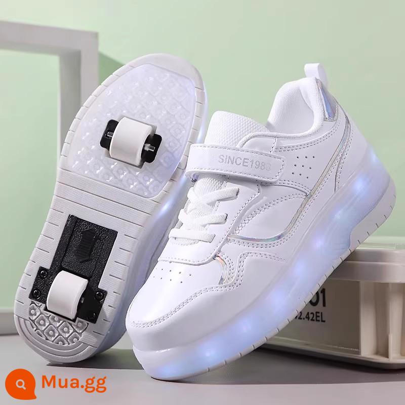 Bé Gái Heelys Mùa Xuân Thu 2024 Trẻ Em Mới Đôi Lăn Bé Gái Hợp Thời Trang Con Lớn Vô Hình Giày Trượt Patin - Trắng [Thể thao]