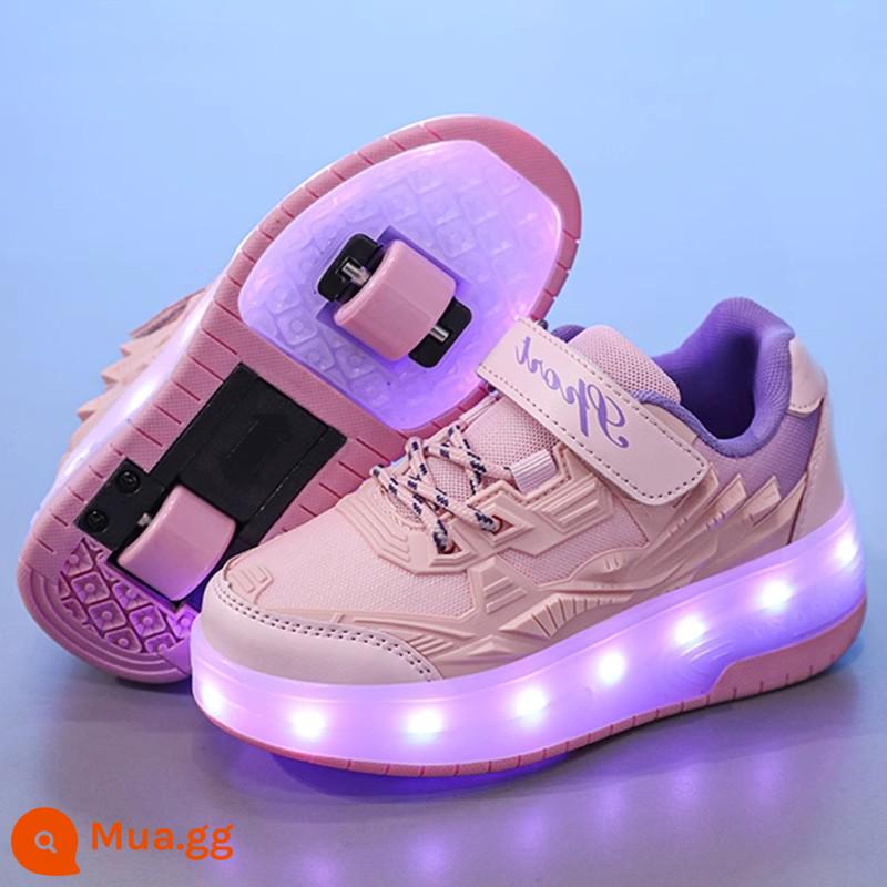 Bé Gái Heelys Mùa Xuân Thu 2024 Trẻ Em Mới Đôi Lăn Bé Gái Hợp Thời Trang Con Lớn Vô Hình Giày Trượt Patin - Hồng Tím [Mẫu bán chạy nhất]