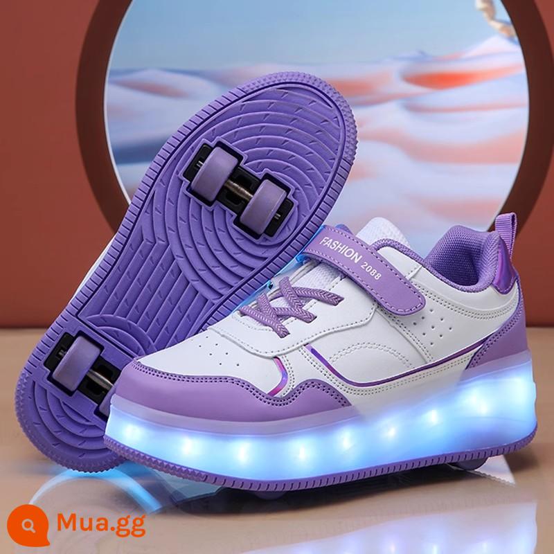 Bé Gái Heelys Mùa Xuân Thu 2024 Trẻ Em Mới Đôi Lăn Bé Gái Hợp Thời Trang Con Lớn Vô Hình Giày Trượt Patin - Màu tím [phong cách thời trang]