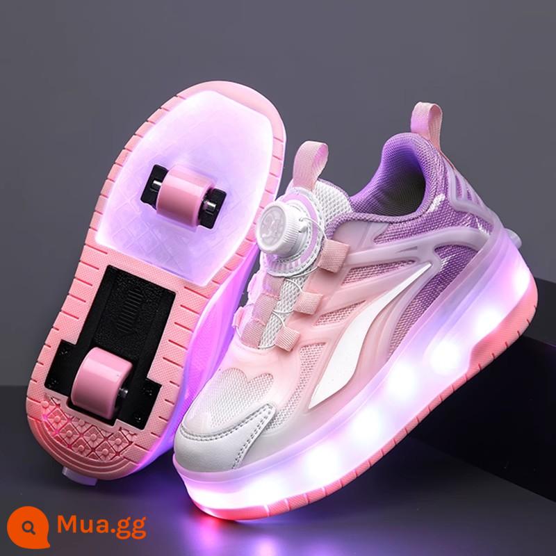 Bé Gái Heelys Mùa Xuân Thu 2024 Trẻ Em Mới Đôi Lăn Bé Gái Hợp Thời Trang Con Lớn Vô Hình Giày Trượt Patin - Tím [Phong cách thời thượng]