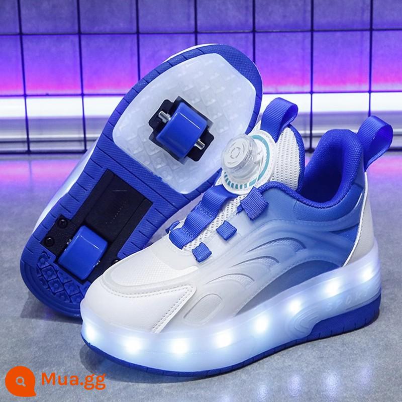 Bé Gái Heelys Mùa Xuân Thu 2024 Trẻ Em Mới Đôi Lăn Bé Gái Hợp Thời Trang Con Lớn Vô Hình Giày Trượt Patin - Da xanh [Phong cách sang trọng]