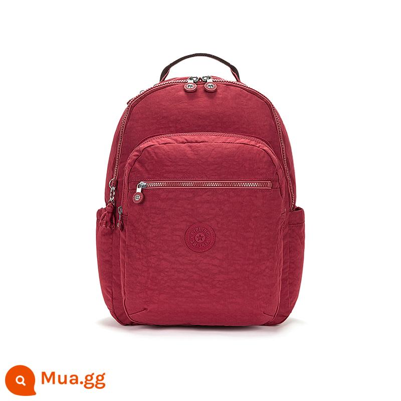 Kipling nữ mùa thu đông 2023 mới ba lô đi học sức chứa lớn ba lô túi đựng máy tính Dòng SEOUL - Ngọn lửa cháy đỏ