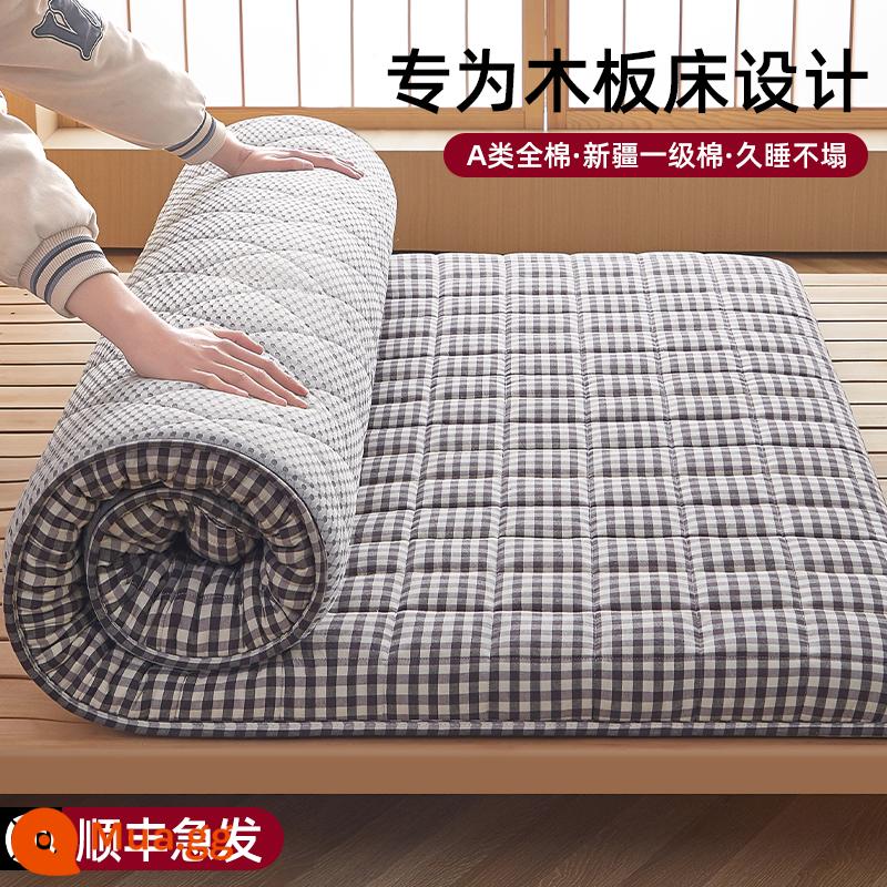 Nệm Cotton Đệm Mềm Mại Nhà Phòng Ngủ Mùa Thu Đông Nệm Lót Tất Nam Thảm Nệm Xốp Tùy Chỉnh Trẻ Em - Lưới màu xám ❤ dày khoảng 6cm [Bông loại A, bông loại 1 Tân Cương]