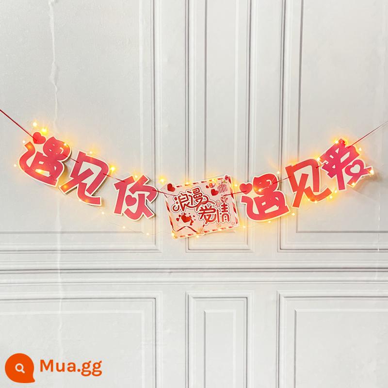 Tanabata Trang trí ngày lễ tình nhân Trung tâm mua sắm Cửa hàng bất ngờ Sắp xếp thân cây tỏ tình Lời cầu hôn lãng mạn Treo cờ trang trí - Gặp bạn, gặp cờ Aila*1+3 mét đèn dây đồng trắng ấm*2