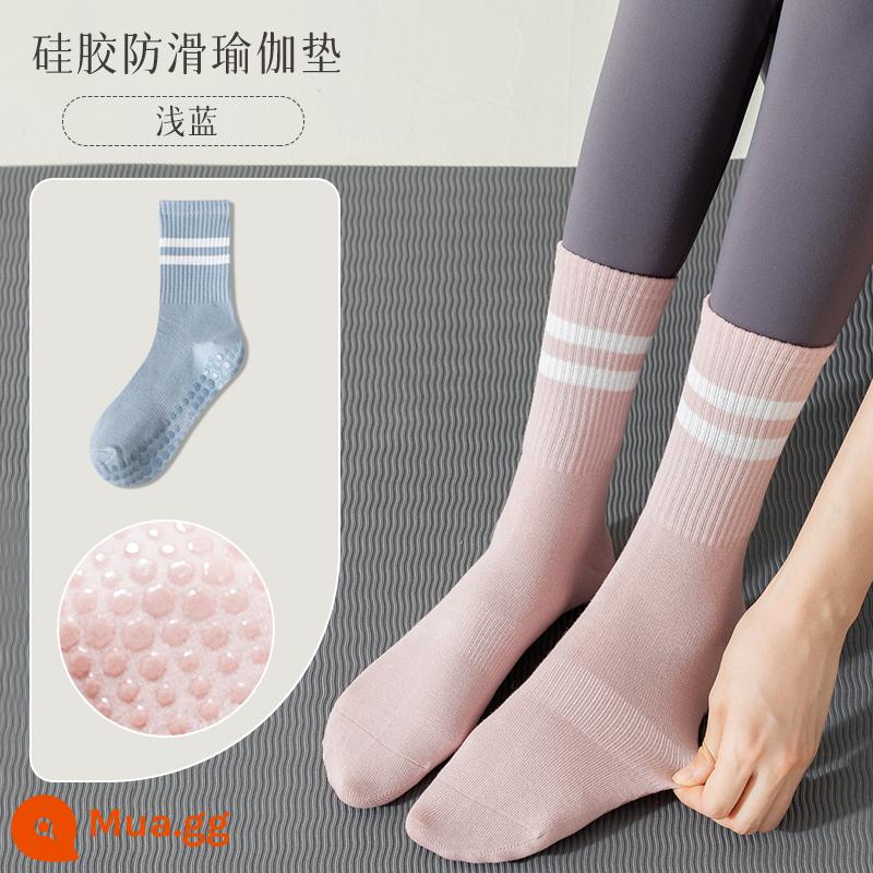 Tất Tập Yoga Nữ Giữa Ống Tất Cotton Thu Đông Thể Dục Khiêu Vũ Pilates Chuyên Nghiệp Chống Trơn Trượt Thể Thao Người Lớn Tầng tất - [1 cặp]Xanh nhạt