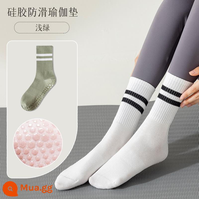 Tất Tập Yoga Nữ Giữa Ống Tất Cotton Thu Đông Thể Dục Khiêu Vũ Pilates Chuyên Nghiệp Chống Trơn Trượt Thể Thao Người Lớn Tầng tất - [1 cặp]Xanh nhạt