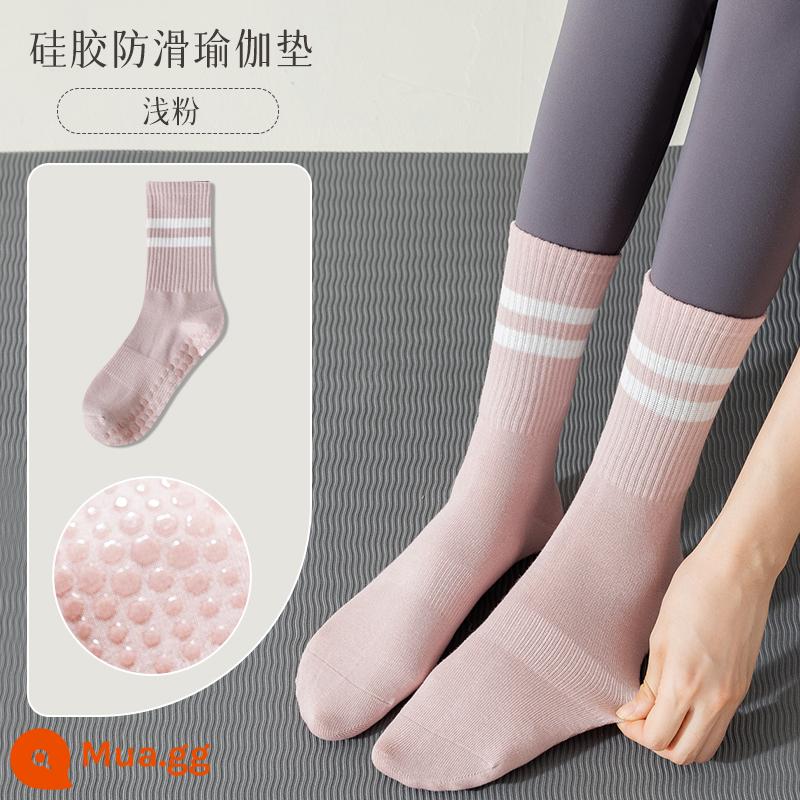 Tất Tập Yoga Nữ Giữa Ống Tất Cotton Thu Đông Thể Dục Khiêu Vũ Pilates Chuyên Nghiệp Chống Trơn Trượt Thể Thao Người Lớn Tầng tất - [1 đôi]Hồng nhạt