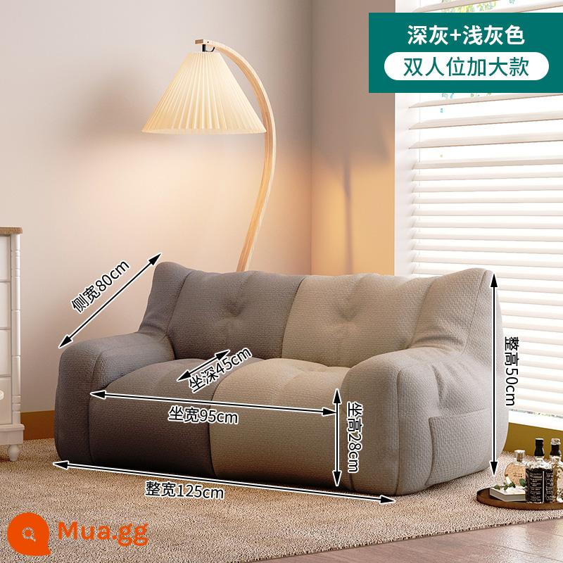 Sofa lười túi đậu chiếu tatami ngủ có thể ngả đơn cho thuê phòng căn hộ nhỏ phòng ngủ ban công ghế giải trí - [Mẫu cực lớn ghế đôi] Xám đậm + xám nhạt