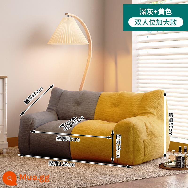 Sofa lười túi đậu chiếu tatami ngủ có thể ngả đơn cho thuê phòng căn hộ nhỏ phòng ngủ ban công ghế giải trí - [Mẫu cực lớn ghế đôi] Xám đậm + vàng