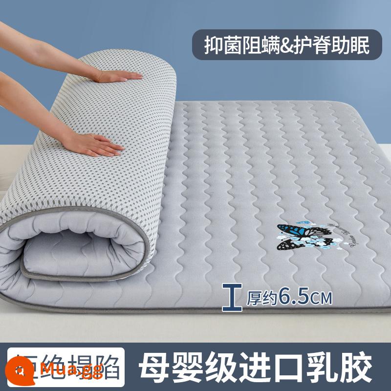 Nệm cao su đệm nhà tatami mat chăn dày ký túc xá sinh viên đơn miếng bọt biển cho thuê đặc biệt mat chăn - (Độ dày khoảng 6,5cm) Mengdie-Grey [Phong cách cao su nâng cấp + Vải kháng khuẩn loại A]