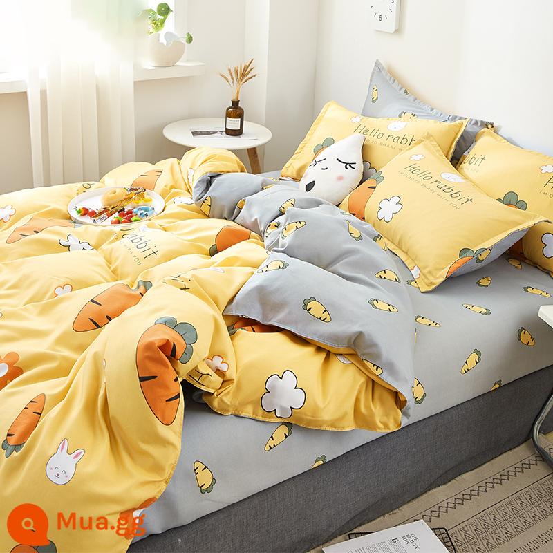 Vỏ chăn bông đơn 150x200x230 phòng ngủ đơn 2023 mới hợp thời trang vải cotton nguyên chất mùa hè vỏ chăn 3 - cà rốt hạnh phúc