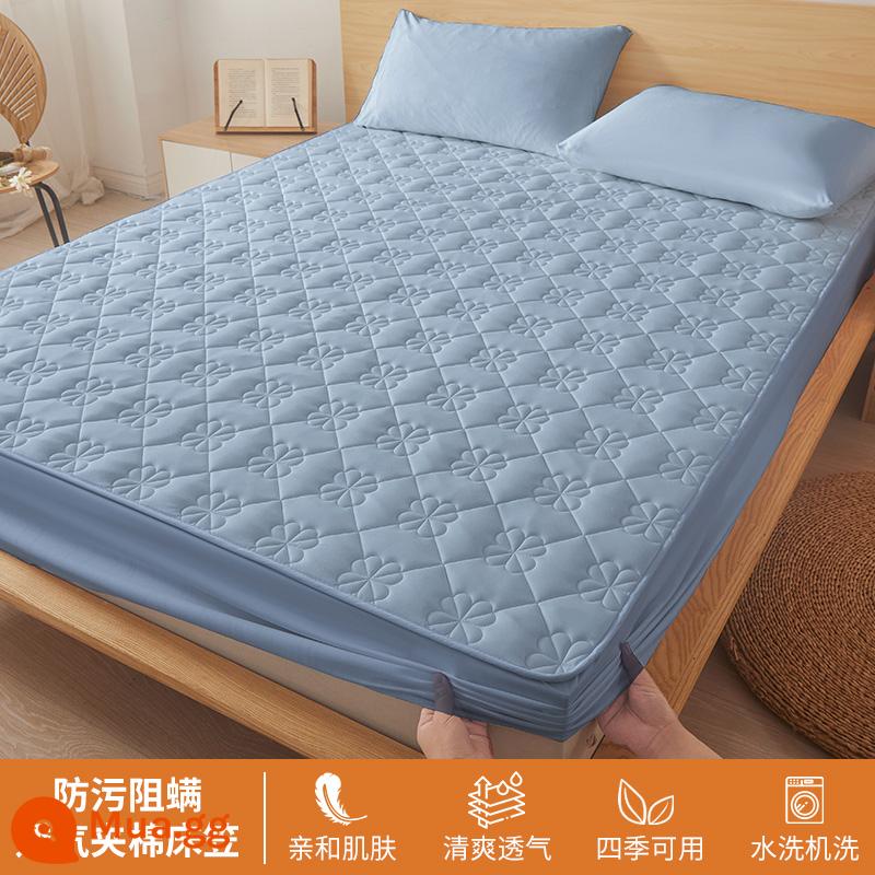 Ga trải giường chần bông trang bị đơn mảnh 2023 mới hợp thời trang cotton không nguyên chất bao gồm ga trải giường túi đệm giường bộ ga trải giường chống bụi - Màu xanh trang nhã [có đệm cố định chống trượt toàn diện 360°]