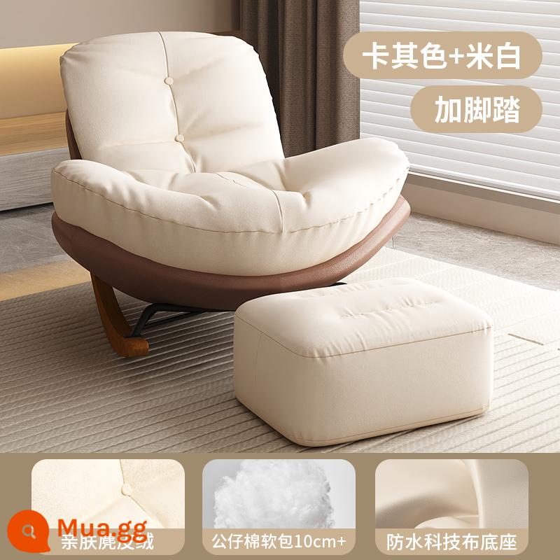 Sofa Lười Chim Cánh Cụt Hình Hoa Đính Đá Người Lớn Ghế Trưởng Thành Phòng Khách Ốc Ban Công Nhà Trong Nhà Giải Trí Yaoyao Ghế - Mẫu nâng cấp và mở rộng [kaki trắng + bàn đạp] da lộn