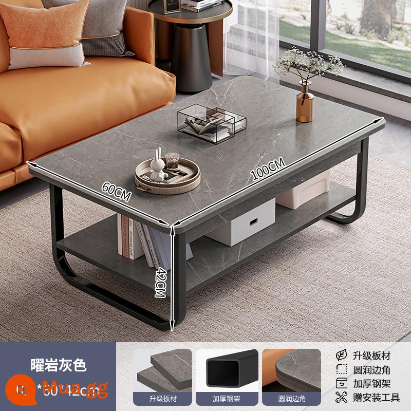 Bàn cà phê căn hộ nhỏ bàn cho thuê nhà đơn giản hiện đại tối giản sofa bên một vài phòng khách đơn giản bàn cà phê gia đình bàn trà - Xám Obsidian 100*60*42cm [Chân Thép Dày]