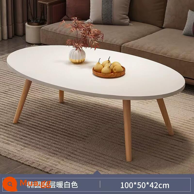 Bàn cà phê căn hộ nhỏ phòng khách nhà sofa bàn trà phòng ngủ nhà cho thuê đơn giản với bàn nhỏ tối giản hiện đại - [Hình bầu dục một lớp] 100CM màu trắng ấm