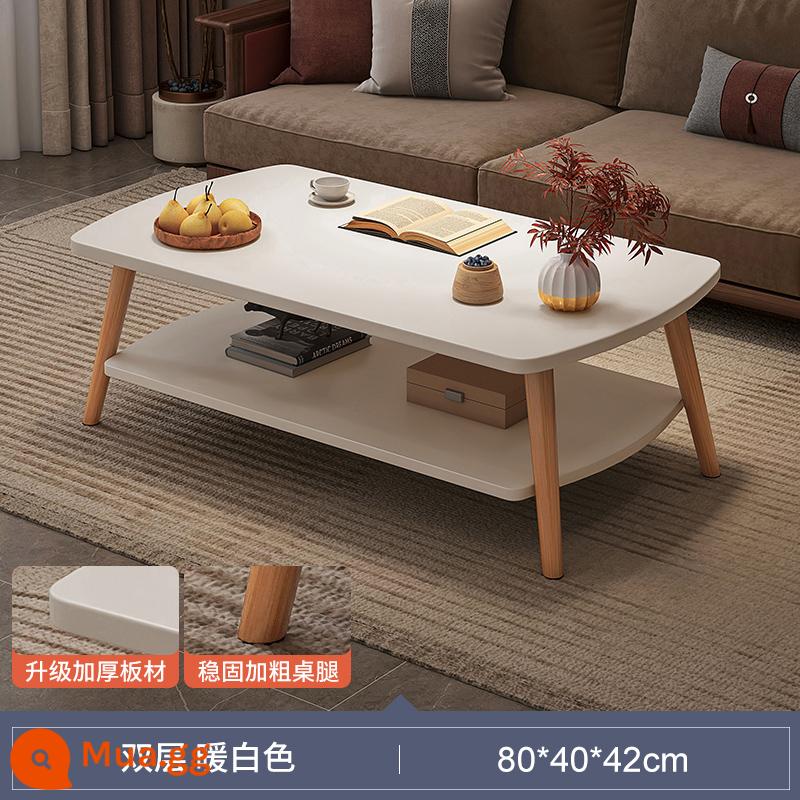 Bàn cà phê căn hộ nhỏ phòng khách nhà sofa bàn trà phòng ngủ nhà cho thuê đơn giản với bàn nhỏ tối giản hiện đại - [Mẫu 2023 được nâng cấp và làm dày] 80CM màu trắng ấm