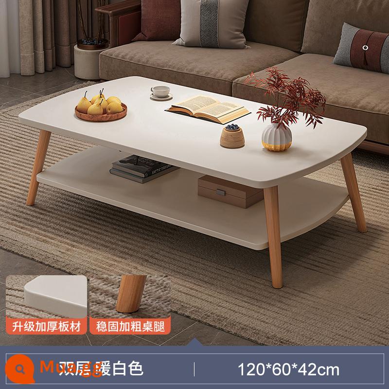 Bàn cà phê căn hộ nhỏ phòng khách nhà sofa bàn trà phòng ngủ nhà cho thuê đơn giản với bàn nhỏ tối giản hiện đại - [Mẫu 2023 được nâng cấp và làm dày] 120CM màu trắng ấm