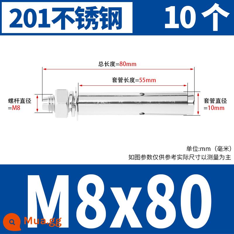 Vít mở rộng 6 mm vít mở rộng bên ngoài sắt mạ kẽm kéo vít nổ hoàn chỉnh ống mở rộng tiêu chuẩn quốc gia M8M10M12 - Chất liệu M8*80[10 miếng]201