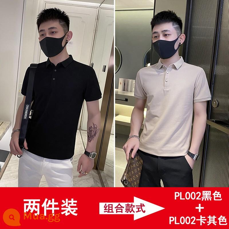 Áo sơ mi polo tay ngắn cổ ve áo thương hiệu Tide mùa hè phiên bản Hàn Quốc của xu hướng giảm béo 2022 Áo phông phù hợp với tất cả các loại - Bộ 2 màu Đen + Kaki có giá phải chăng hơn!