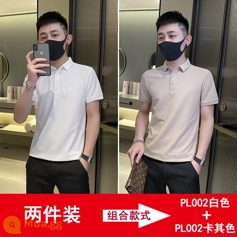 Áo sơ mi polo tay ngắn cổ ve áo thương hiệu Tide mùa hè phiên bản Hàn Quốc của xu hướng giảm béo 2022 Áo phông phù hợp với tất cả các loại - Bộ 2 màu Trắng + Kaki có giá phải chăng hơn!