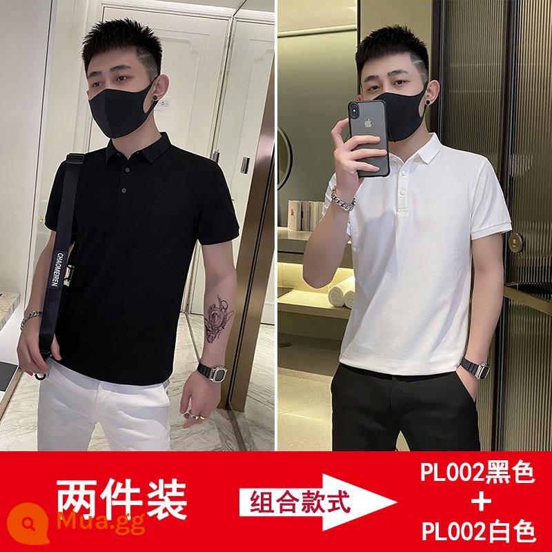 Áo sơ mi polo tay ngắn cổ ve áo thương hiệu Tide mùa hè phiên bản Hàn Quốc của xu hướng giảm béo 2022 Áo phông phù hợp với tất cả các loại - Bộ 2 màu đen + trắng có giá phải chăng hơn!