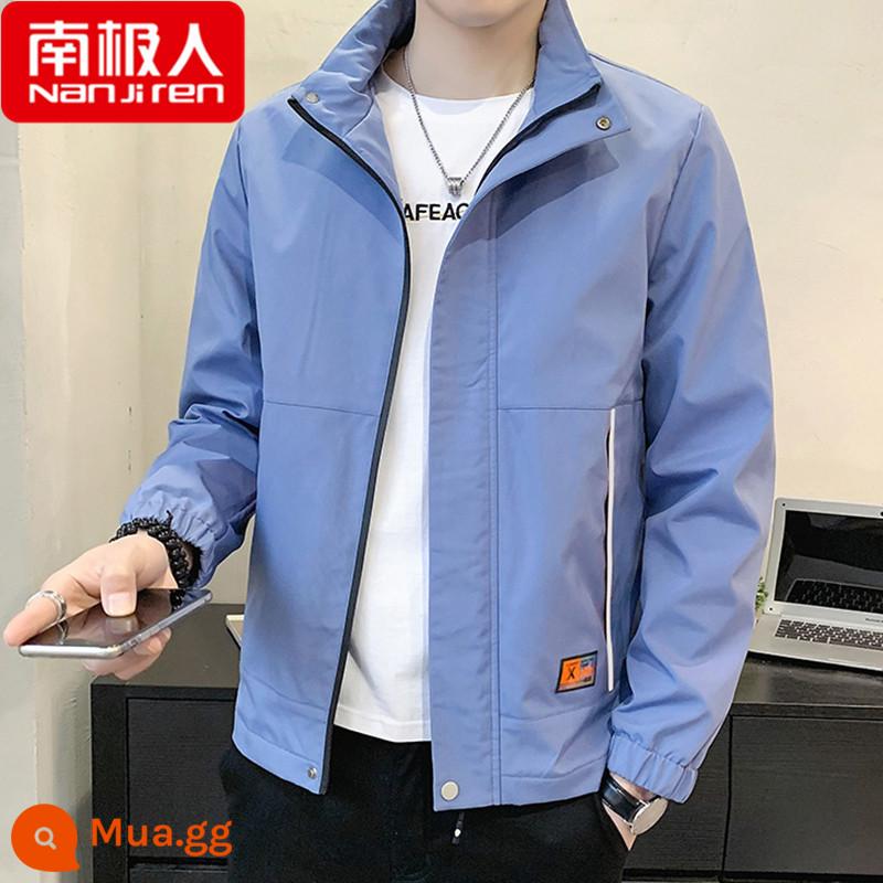 Nam Cực nhân tạo áo khoác nam mùa xuân và mùa thu mới hợp thời trang áo khoác denim nam áo khoác lông cừu mùa thu đông - MS2031 màu xanh