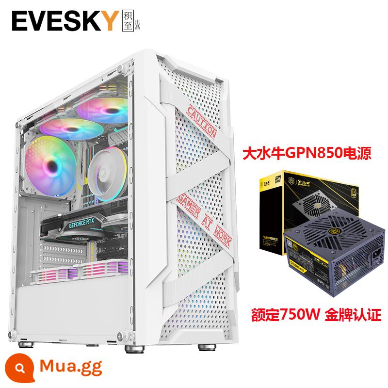 Tích lũy cho EVESKY Titan Pro máy tính để bàn toàn mặt trong suốt trò chơi làm mát bằng nước ATX bảng lớn ốp lưng chính - Bộ nguồn Titan Pro White + Big Buffalo GPN850 Gold