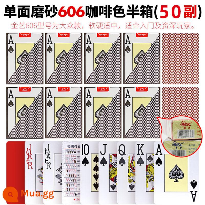 Poker Đức Châu nhựa đặc biệt poker bán buôn PVC chống thấm nước chống gấp ký tự lớn thẻ chơi cao cấp poker chất lượng cao - Gold Art 606 (nâu 50 đôi)