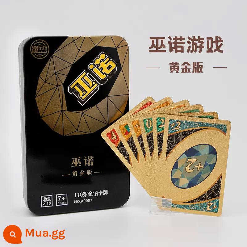 You Nuo board game thẻ phiên bản cao cấp chống thấm nước thẻ trò chơi chính hãng UN0 Uno dành cho người lớn thẻ tiệc thông thường O - Hộp sắt Wunuo chống nước [Phiên bản vàng]