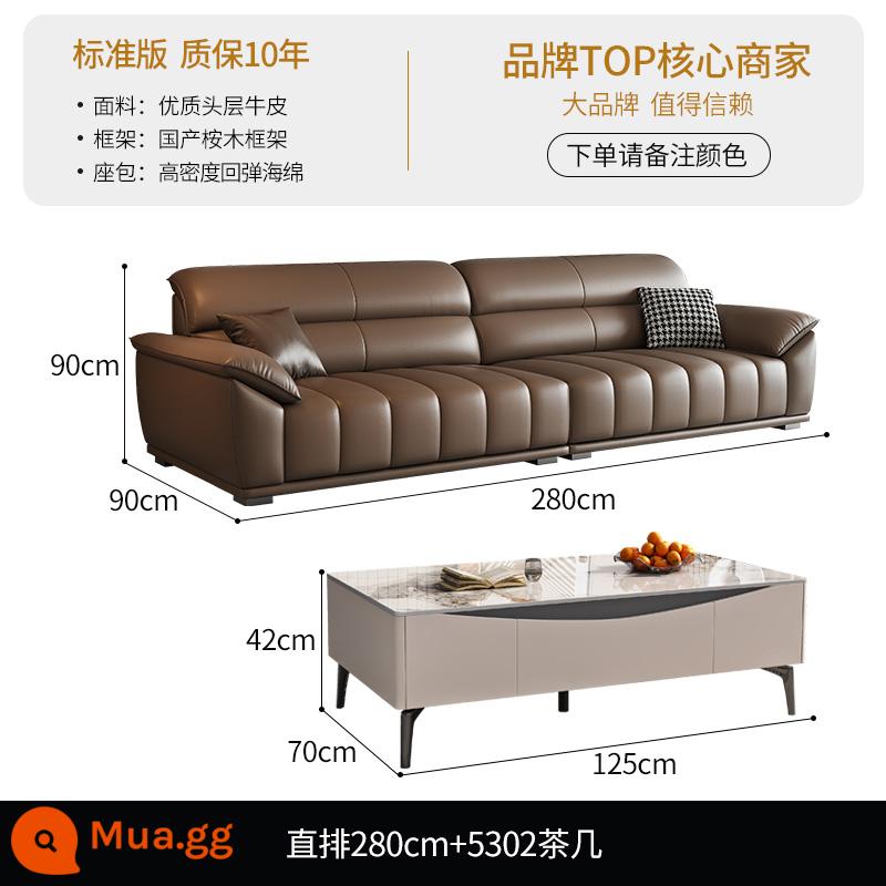 DDC Ý tối giản ghế sofa da kết hợp hiện đại đơn giản căn hộ nhỏ phòng khách phím đàn piano lớp trên ghế sofa da bò - [Phiên bản tiêu chuẩn - da bò dày lớp 1 cao cấp] thẳng 2,8m + bàn cà phê 5302